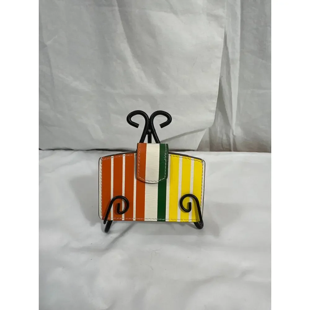 Tory Burch Robinson Stripe Accordion Card Case  EUC